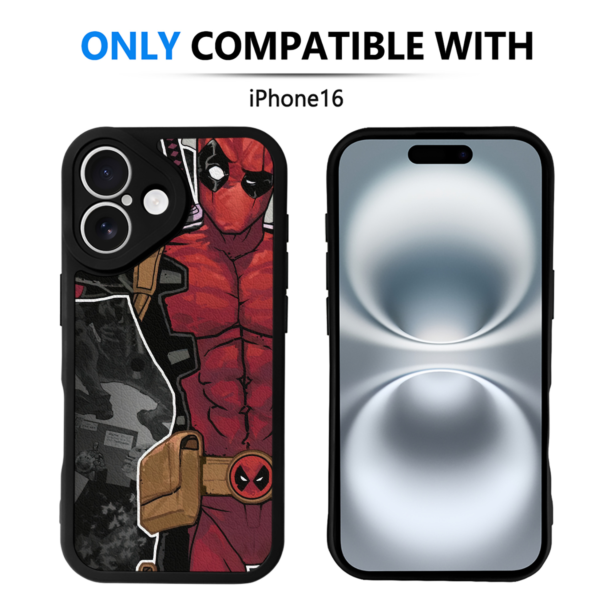 （画像用） Deadpool デッドプール 【iPhone 16シリーズ対応】シリコンスマホケース（レザー調） 材質：シリコン